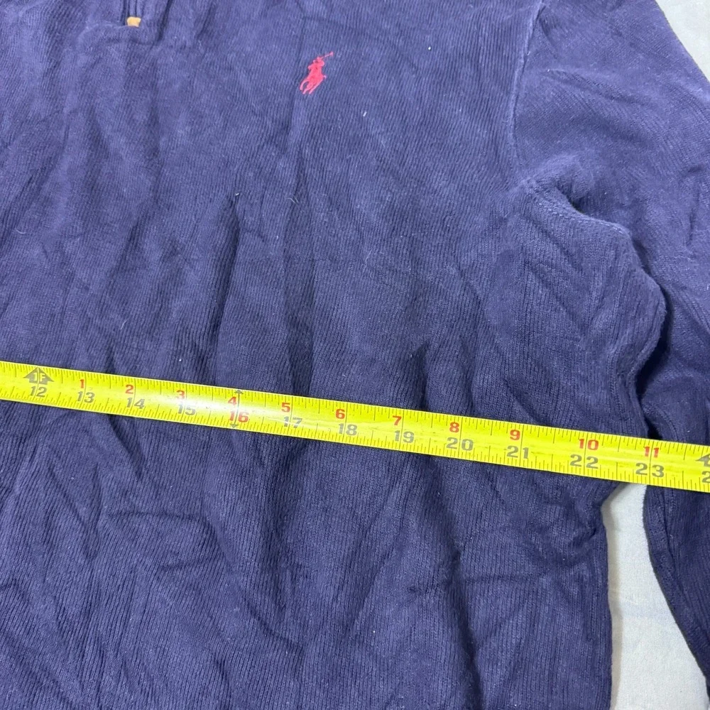 VTG Polo Ralph Lauren Mens Sweater Blue Knit Pony Logo‎ Quarter-Zip Pullover XL